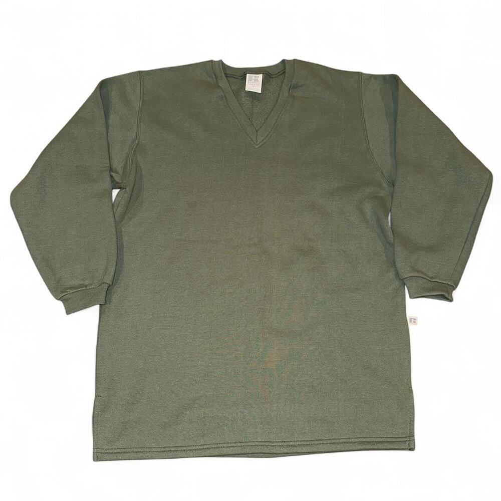 Vintage Russell Athletic Sweatshirt Adult M Blank Green V-Neck Pullover USA Made
